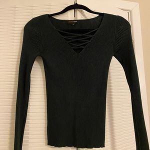 Forest Green Front Laced Long Sleeve